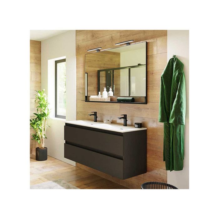 Ensemble salle de bain, meuble suspendu+colonne+double vasque