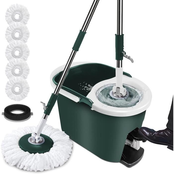 Midyb Ensemble serpillère rotative et seau en microfibre avec patins et