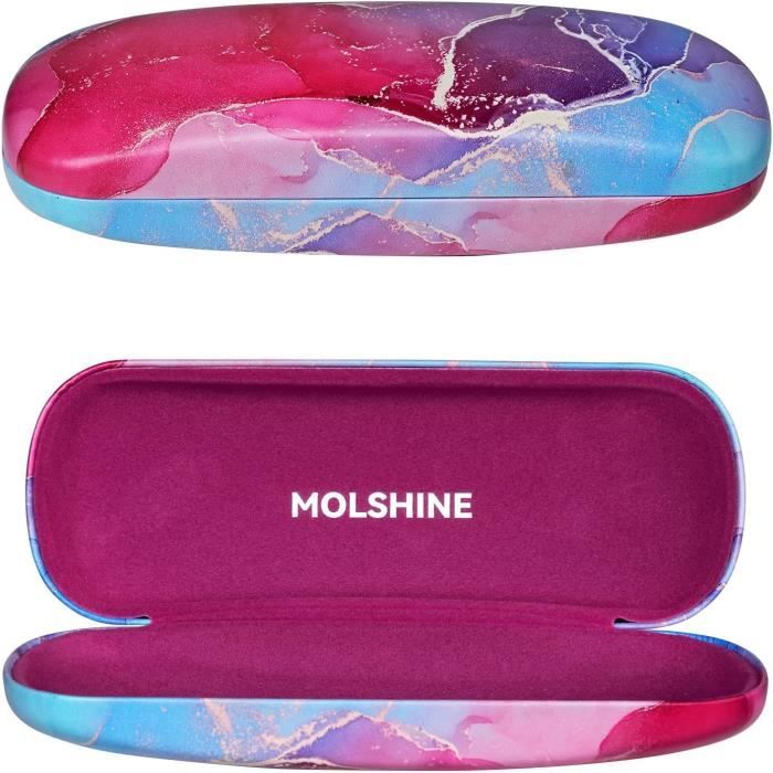 étui Voyage Lunettes Étui à Lunettes Rigide MOLSHINE - Cuir PU étanche - Housse De Protection Avec Chiffon - Vert Marbré étui Luxe Cuir PU