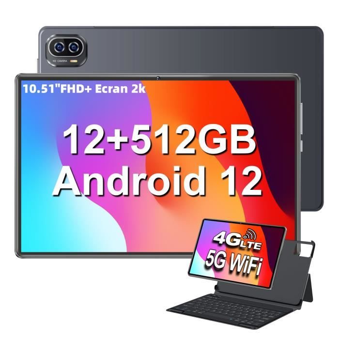 Tablette Tactile 10.51 Pouces 12Go+512Go Gaming Tablette Android 12,  8300mAh, 16MP+8MP, 4G LTE+5G WiFi-Gris-Bookcover - Cdiscount Informatique