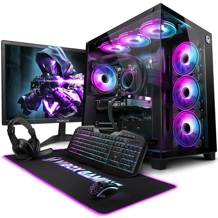 Vibox VIII-18 PC Gamer – 23 Écran – Intel i9 12900KF – RTX 4060 8Go – 16Go RAM – 1To SSD – Win11 – WiFi