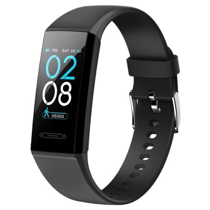 ZII12051Montre Connectée de Femmes Hommes Noir V100S Fitness Bracelet