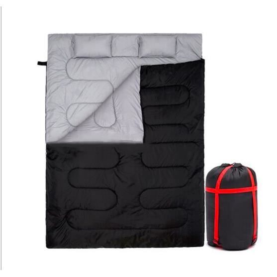 Sac de Couchage pour Deux Personnes Séparable en 2 Sacs de Couchage avec Deux oreillers