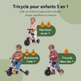 BESREY 5 en 1 Tricycle Draisienne Vélo +Pour les Bébés et Enfants de 1 à 4 ans Rose-1