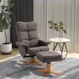 HOMCOM Fauteuil relax inclinable fauteuil de salon avec repose-pieds pouf coffre rangement revêtement synthétique couleur chocolat-1