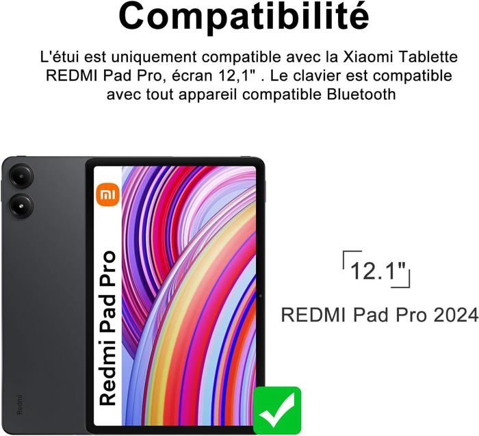 Clavier Redmi Pad Pro 12.1 2024/Xiaomi Poco Pad 2024,Clavier Avec