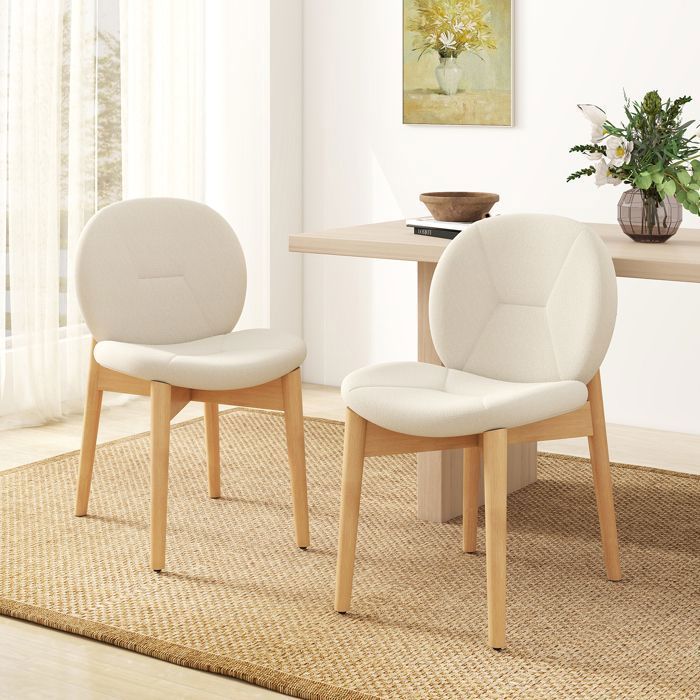 Lot de 2 chaises de salle à manger BLANE Bois Blanc cassé/marron clair | Leroy Merlin