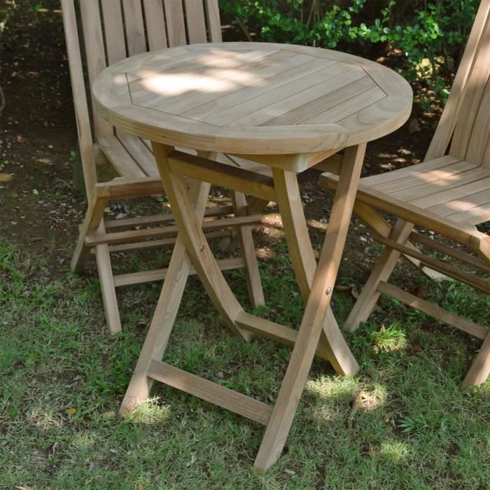 Table pliante ronde en teck Ecograde© Bistrot ø 60 cm