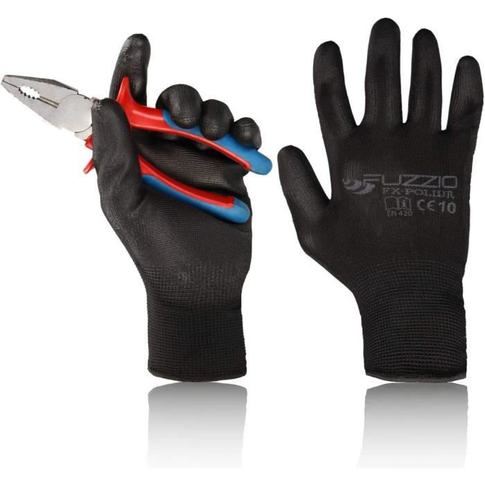 12 Paires - Gants De Travail En Cuir Fleur Avec Dos En Croûte Bovine