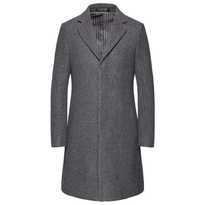 Manteau Homme en Laine Automne Hiver chaud,Trench Coat Classique Epais  Caban Slim Fit Élégant Business pour Hommes-Bleu