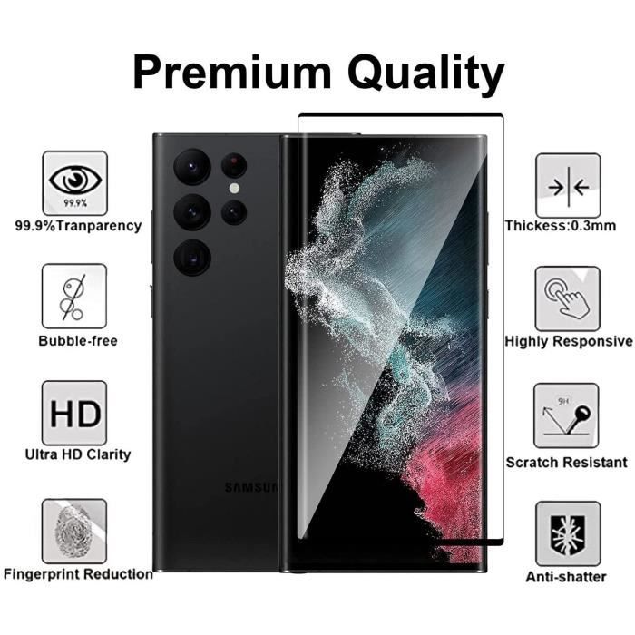 [Pack 3]Verre Trempé pour Samsung S22 Ultra Antichoc Intégral Transparent  Protection Ecran