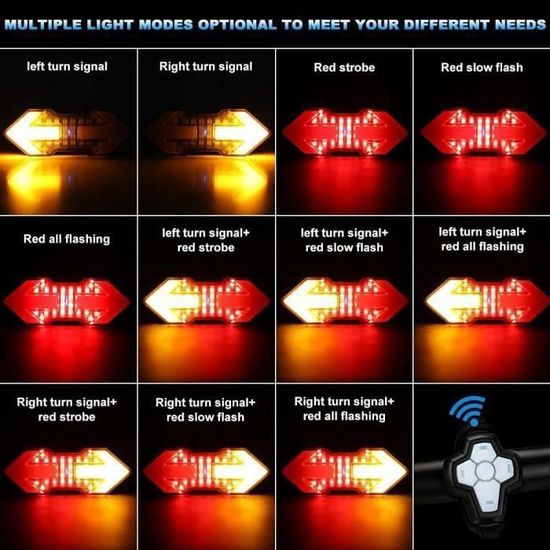Feux Clignotants LED RVB Télécommandés - Lumière Anti-Collision Moto Voiture
