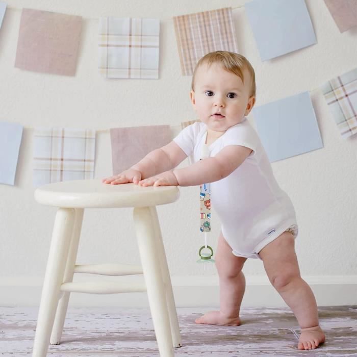 Attache-tétine Bébé En Velours Blanc Avec Arc-en-ciel – Sécurité Et Praticité – 8 X 19 Cm – Norme EN 12586