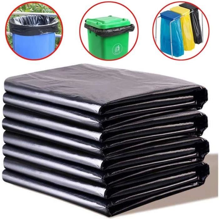 Lot De 50 Grands Sacs Poubelle Noirs De 55 à 60 Gallons | Grands Sacs Poubelle Noirs Pour L'extérieur, Les Feuilles, Une Utilisation Commerciale | Convient Aux Poubelles De 150 Litres, 55