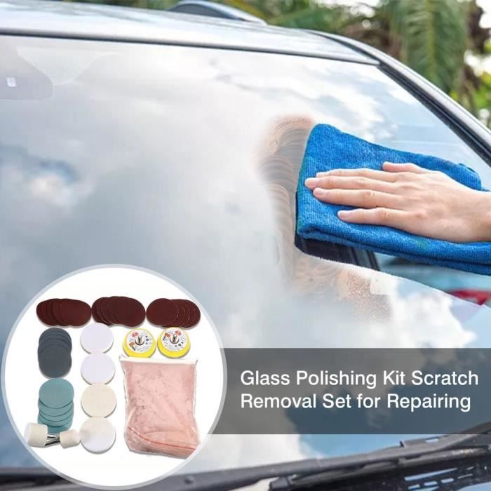Kit Polissage Verre - Poudre Oxyde De Cérium 100g + Tampon Laine, Pour Pare-brise Et Phares