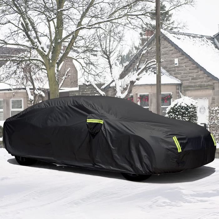 Asasytal Housse De Voiture Exterieur Complètes, 210D Oxford Tissu Avec Fermeture éclair De La Porte Latérale Et Soins Intérieurs En Coton, Anti UV Respirante Imperméable Fit Berline, L 450~475cm - 4