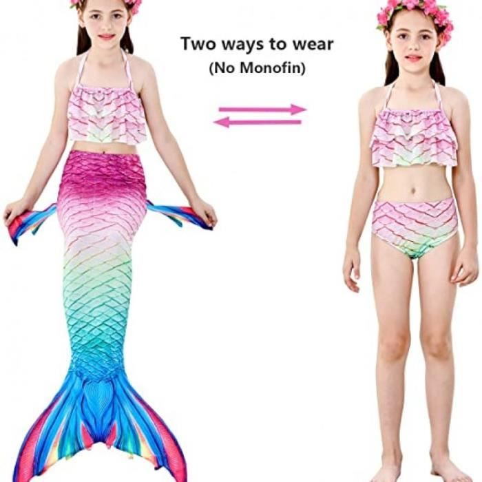 Costume De Sirène Pour Fille 6-8 Ans Avec Maillot Et Queue Rigide - Multicolore, Neuf Avec étiquette