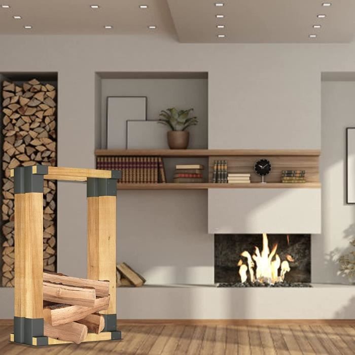 NAIZY Lot de 4 supports d'empilage pour bois de cheminée, stables en acier  galvanisé à chaud pour l'intérieur et l'extérieur - Cdiscount Jardin