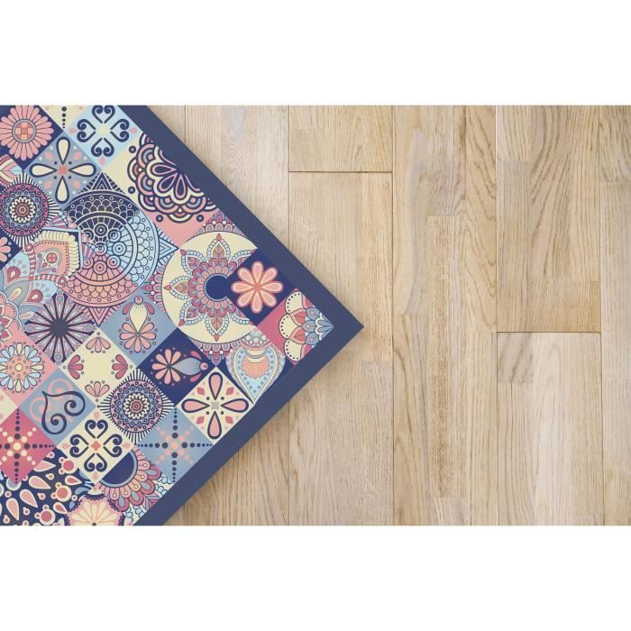 Tapis Vinyle Panorama Carreaux Ciments Orange 60x200 Cm - Tapis Pour