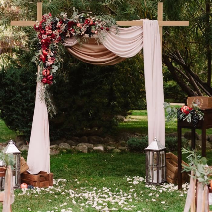 Toile De Fond Pour Arche De Mariage – 120x220 Cm, Double Face, Blanc | Décoration Élégante Pour Cérémonie, Anniversaire, Fête | Tissu Élasthanne Infroissable, Lavable Facilement - 7