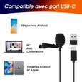 Micro Cravate Type C Lavalier Filaire - Daffodil MCP150 - USB C Omnidirectionnel Dynamique HF Smartphone PC Mac & Adaptateur USB-3