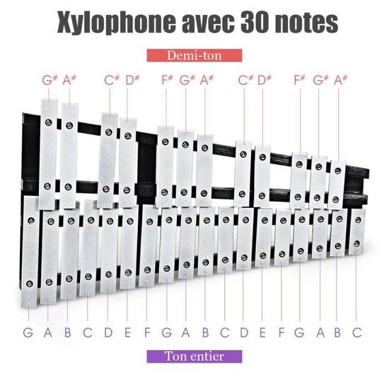 DREAMADE Glockenspiel, 30 Note Xylophone en Aluminium Cadre en Bois avec 2  Maillets&Sac, Instrument de Percussion pour Enfant Adulte - Cdiscount  Instruments de musique