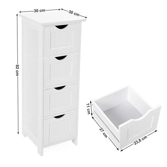 Yosicol Meuble De Rangement Chiffonnier Commode Salle De Bains Chambre Avec 4 Tiroirs 30 30 82cm Blanc Cdiscount Maison