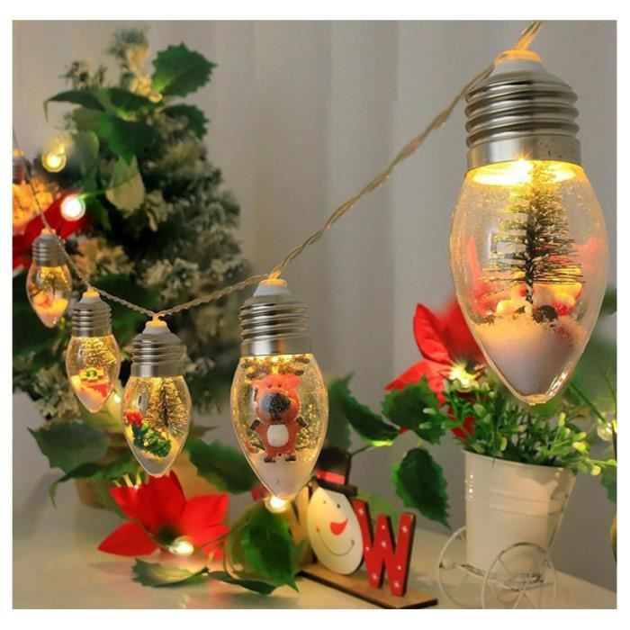 Guirlande Lumineuse Boules à Neige – Sur Piles, Intérieur/extérieur, 3 M – Déco Noël Vintage