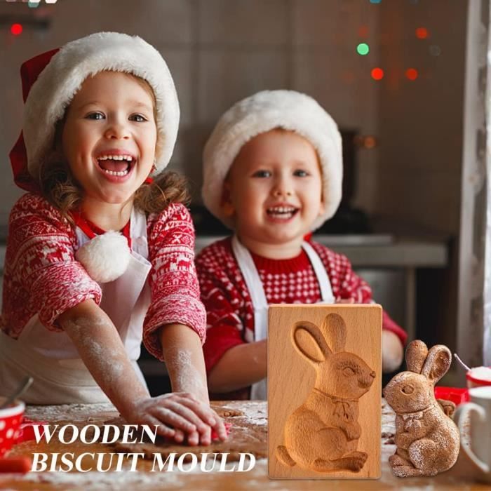 Tampon pour biscuits bois déco + emporte-pièce - Noël - 2 pcs