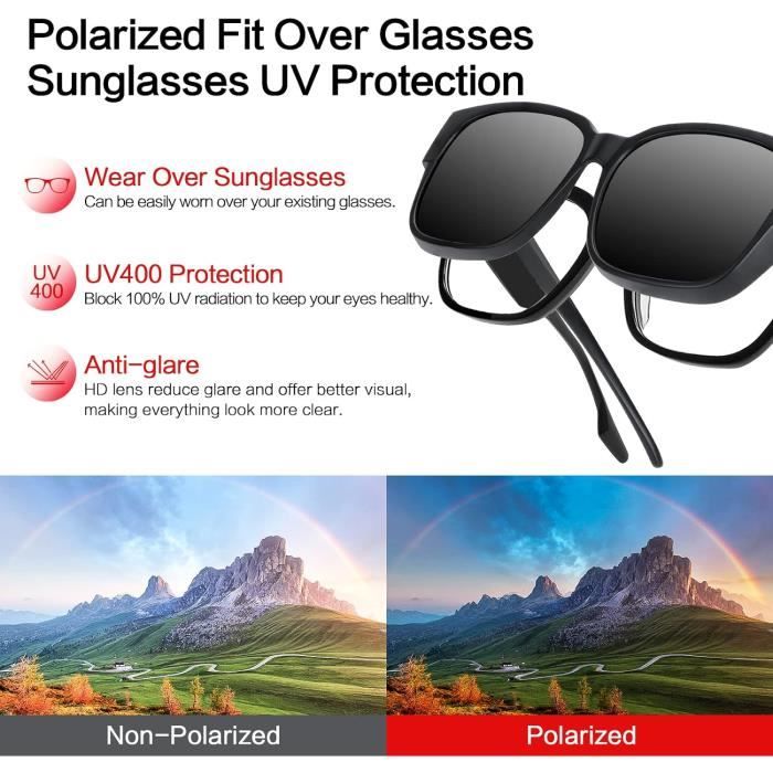 Surlunettes De Soleil Polarisées UV400 - Pour Porteurs De Lunettes - TR90 Léger - Vélo, Conduite, Sport