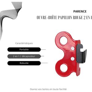 3 Claveles 505 - Ouvre-boîtes Papillon Rouge Classique Et Efficace