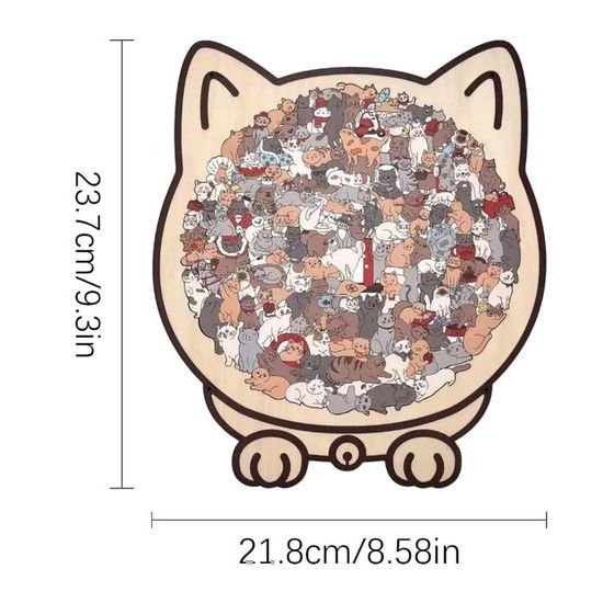 Vordpe Puzzle en forme de chat, puzzle irrégulier avec support, 135 pièces, en bois coloré, cadeau créatif pour les amoureux des chats (B Vordpe Puzzle en forme de chat, puzzle irrégulier avec support, 135 pièces, en bois coloré, cadeau créatif pour les amoureux des chats (B