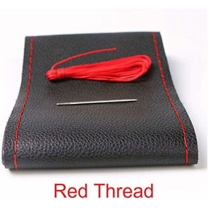 COUVRE-VOLANT,Red Thread--Housse de volant en cuir PU en forme de D, pour Nissan Rogue -Rogue