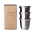 3Pcs Café Tasse à Double Paroi en Acier Inoxydable pour Nespresso Mini Thermo Capsules Argent Me62544-0