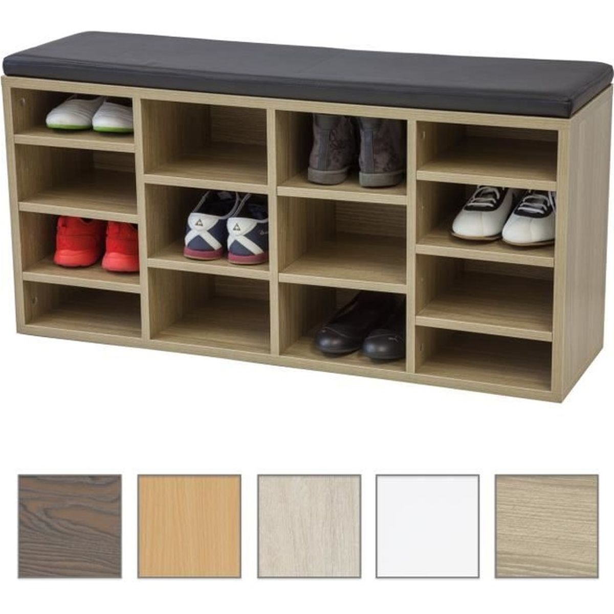 Armoire à chaussures Albatros avec coussin de siège VINCENT Chêne Cdiscount Maison