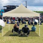 AMDIRECT Tonnelle Barnum Pliante 3x3 de Jardin Extérieur Professionnel avec Sac à roulettes et 4 Sacs de Sable,Kaki