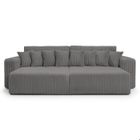 LOUNGITUDE Canapé droit 4 places JADE double méridienne et assise profonde en velours côtelé épais - Gris foncé