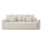 Canapé droit convertible NOVA en velours côtelé beige 3 places - Coffre de rangement - BAÏTA