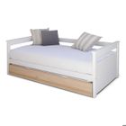 AKITEN RETAIL Lit banquette gigogne Izao Blanc et bois 90x190 cm