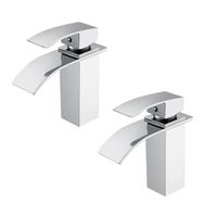 iDeko 2x Robinet salle de bain Mitigeur de Lavabo laiton cascade Finition Chrome ceramique avec flexible