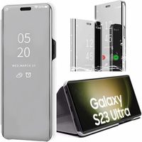 Coque Intégrale pour Samsung S23 Ultra Protection 360 Clear View Smart Case - Argenté