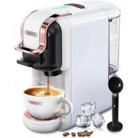 HiBREW Machine à Café Cafetière Multi Capsules 5 en 1 Froide et Chaude Pression 19 Bars Café Moulu Arrêt Automatique Blanc