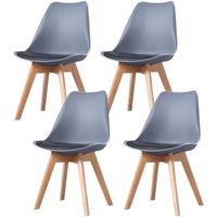 CLARA - Lot de 4 chaises scandinave - Gris/Noir - pieds en bois massif design salle à manger salon chambre - 49 x 58 x 82 cm