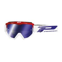 Masque moto cross écran miroir anti-rayures/anti U.V. compatible avec port lunettes de vue Progrip 3201 FL Atzaki - rouge/blanc - 1 