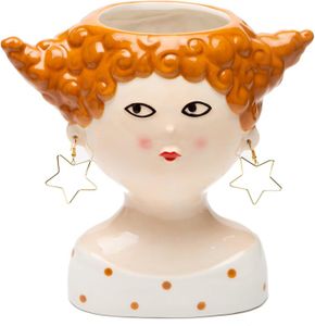 VASE - SOLIFLORE Fille Cheveux Rouges Vase en Céramique avec Visage