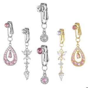 3 Faux Piercings De Nombril Clip-On - Cœur, Lune, Pendentif En Acier Chirurgical 316L - 14