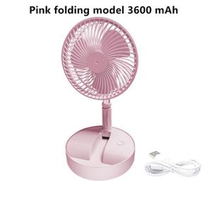 VENTILATEUR Couleur rose 3600mAh Mini Ventilateur Télécopique Portable Sans Fil, Rechargeable Par USB, Sur pied, Électriq