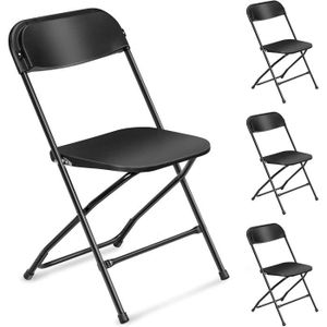 CHAISE Lot de 4 chaises pliantes en plastique noir, siège