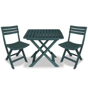 Ensemble table et chaise de jardin 870&{HOME}  Ensemble de bistro-Table haut Terrasse Belle Finition - MEUBLE pliable 3 pcs Plastique Vert - 79 x 72 x 70 cm NEW