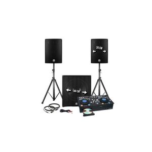 Pack SONO DJ complet Audio Club CLUB1512 - 2200W, HP + Caisson 38cm,  Supports - USB/BLUETOOTH, PORTIQUE LUMIÈRES IBIZA DJLIGHT60